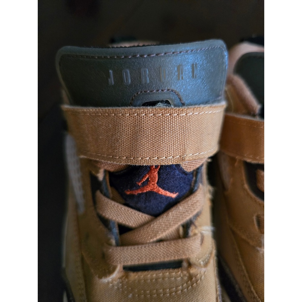 Jordan Max Aura 3 Kids Sneakers Wheat Brown Tan Canvas DA8023-200 Hook Loop - Picture 4 of 10